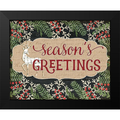 Seasons Greetings Black Modern Wood Framed Art Print by Pugh, Jennifer