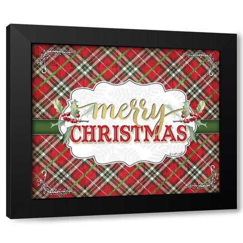 Merry Christmas Black Modern Wood Framed Art Print with Double Matting by Pugh, Jennifer