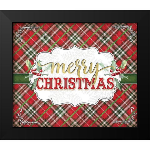 Merry Christmas Black Modern Wood Framed Art Print by Pugh, Jennifer