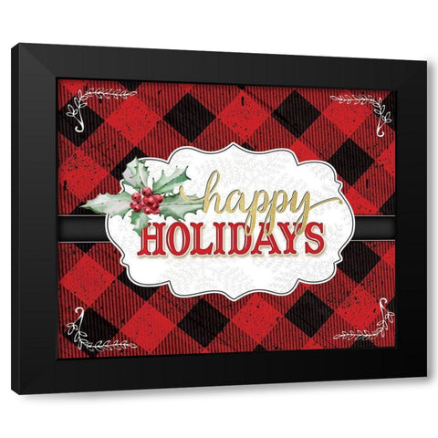 Happy Holidays Black Modern Wood Framed Art Print with Double Matting by Pugh, Jennifer