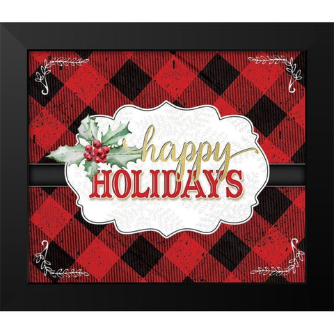 Happy Holidays Black Modern Wood Framed Art Print by Pugh, Jennifer