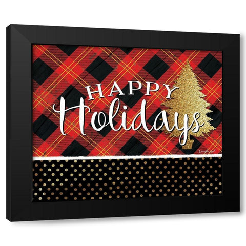 Happy Holidays Black Modern Wood Framed Art Print with Double Matting by Pugh, Jennifer