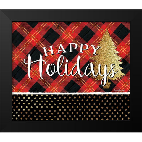 Happy Holidays Black Modern Wood Framed Art Print by Pugh, Jennifer