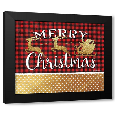 Merry Christmas Black Modern Wood Framed Art Print with Double Matting by Pugh, Jennifer