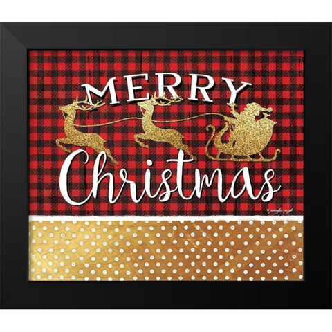 Merry Christmas Black Modern Wood Framed Art Print by Pugh, Jennifer