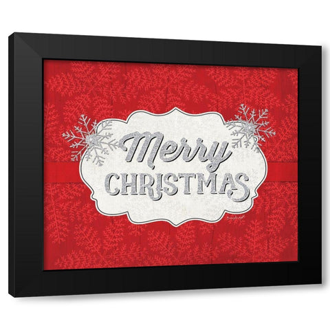 Merry Christmas Black Modern Wood Framed Art Print with Double Matting by Pugh, Jennifer