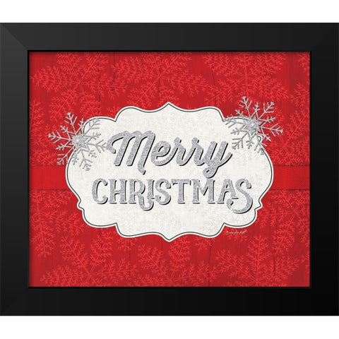 Merry Christmas Black Modern Wood Framed Art Print by Pugh, Jennifer