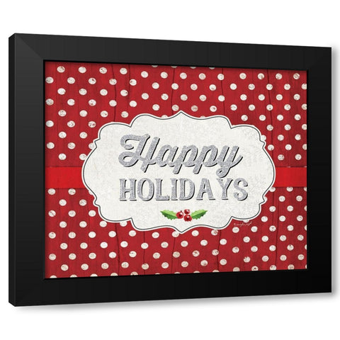 Happy Holidays Black Modern Wood Framed Art Print with Double Matting by Pugh, Jennifer