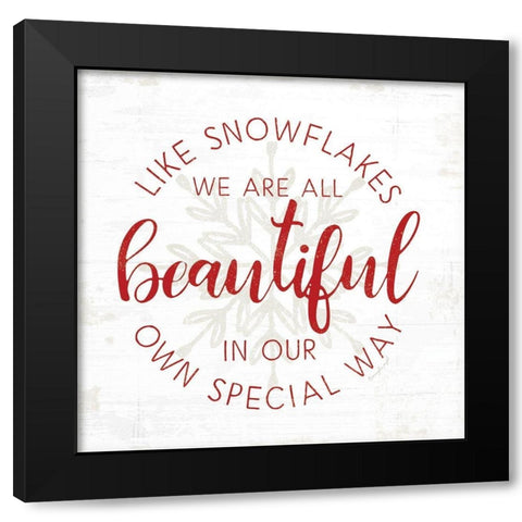 Like Snowflakes - Red Black Modern Wood Framed Art Print with Double Matting by Pugh, Jennifer