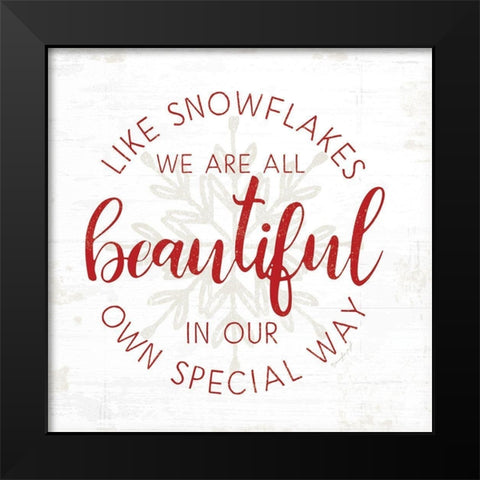 Like Snowflakes - Red Black Modern Wood Framed Art Print by Pugh, Jennifer