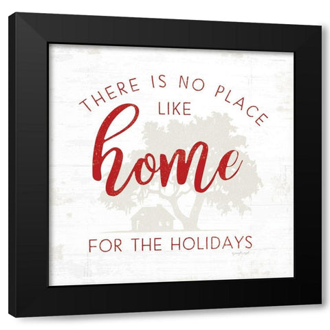 No Place Like Home - Red Black Modern Wood Framed Art Print with Double Matting by Pugh, Jennifer