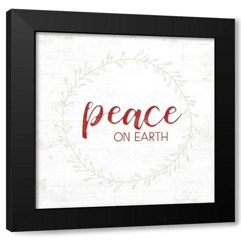 Peace on Earth - Red Black Modern Wood Framed Art Print with Double Matting by Pugh, Jennifer