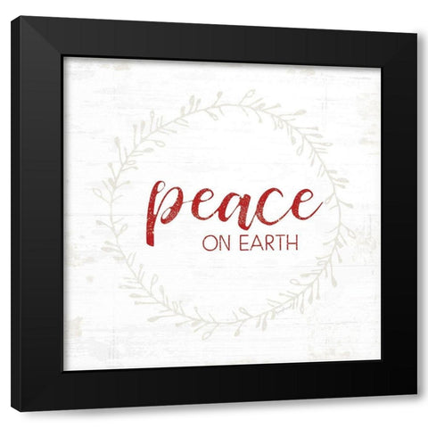 Peace on Earth - Red Black Modern Wood Framed Art Print by Pugh, Jennifer