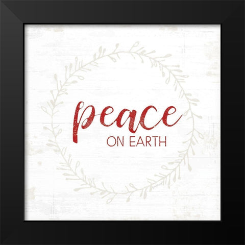 Peace on Earth - Red Black Modern Wood Framed Art Print by Pugh, Jennifer
