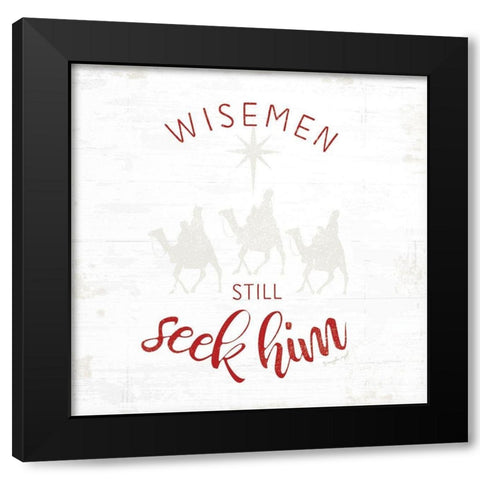 Wisemen Still Seek Him - Red Black Modern Wood Framed Art Print with Double Matting by Pugh, Jennifer