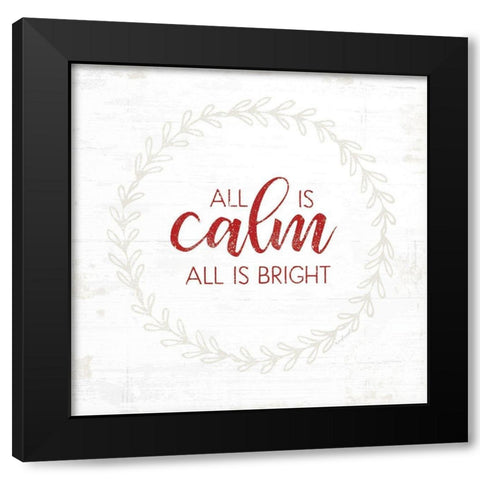 All is Calm - Red Black Modern Wood Framed Art Print with Double Matting by Pugh, Jennifer