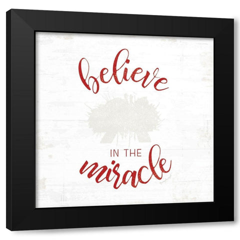 Believe in the Miracle - Red Black Modern Wood Framed Art Print with Double Matting by Pugh, Jennifer