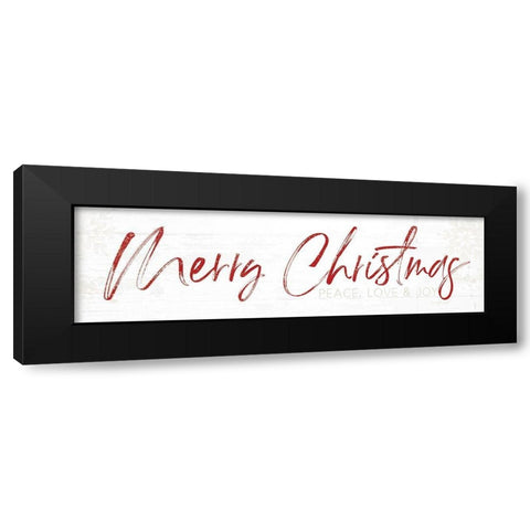 Merry Christmas - Red Black Modern Wood Framed Art Print with Double Matting by Pugh, Jennifer