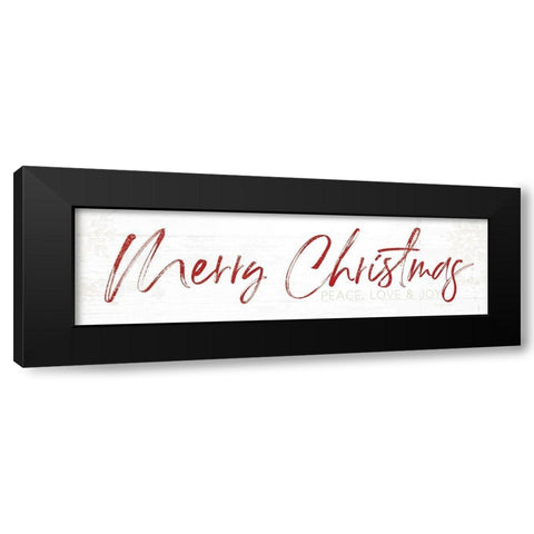 Merry Christmas - Red Black Modern Wood Framed Art Print by Pugh, Jennifer