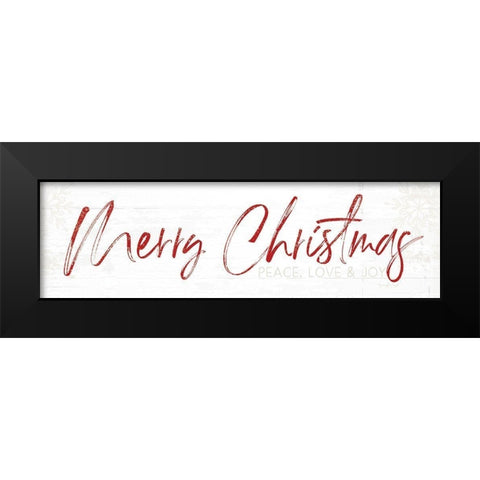 Merry Christmas - Red Black Modern Wood Framed Art Print by Pugh, Jennifer