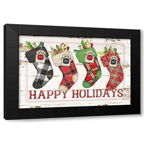 Happy Stockings Black Modern Wood Framed Art Print with Double Matting by Pugh, Jennifer