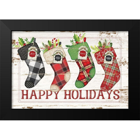 Happy Stockings Black Modern Wood Framed Art Print by Pugh, Jennifer