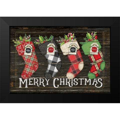 Merry Stockings Black Modern Wood Framed Art Print by Pugh, Jennifer