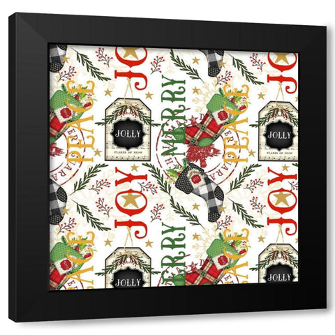 Stocking Pattern Black Modern Wood Framed Art Print with Double Matting by Pugh, Jennifer