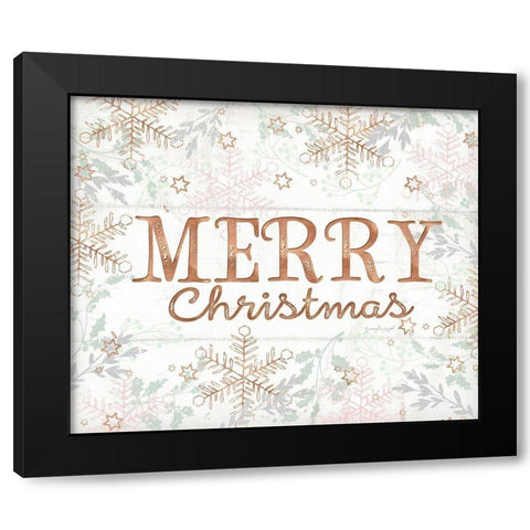 Merry Christmas Black Modern Wood Framed Art Print with Double Matting by Pugh, Jennifer