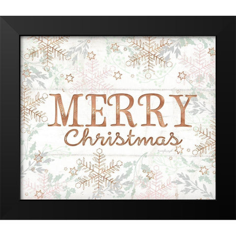 Merry Christmas Black Modern Wood Framed Art Print by Pugh, Jennifer