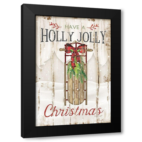 Holly Jolly Black Modern Wood Framed Art Print with Double Matting by Pugh, Jennifer