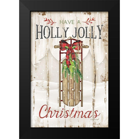 Holly Jolly Black Modern Wood Framed Art Print by Pugh, Jennifer