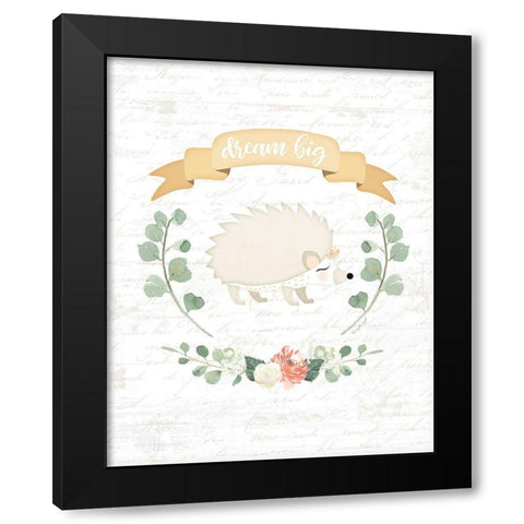 Sweet Little Hedgehog Black Modern Wood Framed Art Print with Double Matting by Pugh, Jennifer