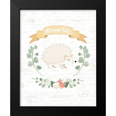 Sweet Little Hedgehog Black Modern Wood Framed Art Print by Pugh, Jennifer