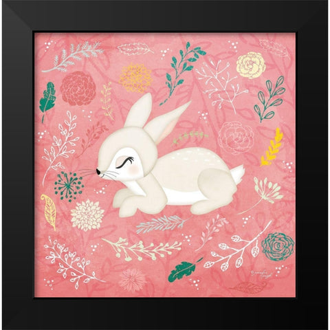 Woodland Bunny Black Modern Wood Framed Art Print by Pugh, Jennifer