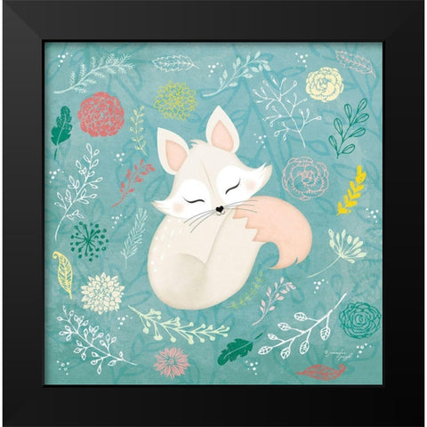 Woodland Fox Black Modern Wood Framed Art Print by Pugh, Jennifer