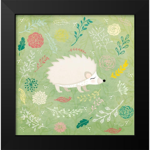 Woodland Hedgehog Black Modern Wood Framed Art Print by Pugh, Jennifer