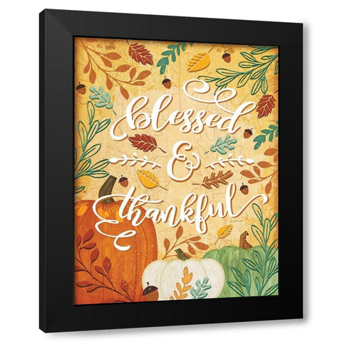 Blessed and Thankful Black Modern Wood Framed Art Print with Double Matting by Pugh, Jennifer