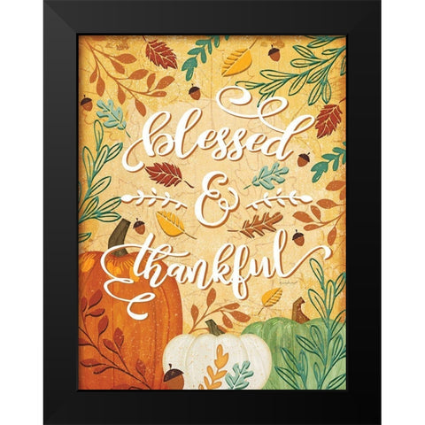 Blessed and Thankful Black Modern Wood Framed Art Print by Pugh, Jennifer