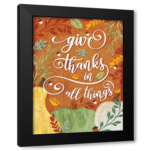 Give Thanks Black Modern Wood Framed Art Print with Double Matting by Pugh, Jennifer