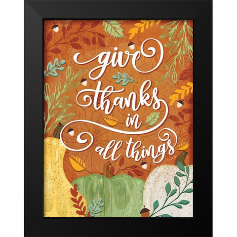 Give Thanks Black Modern Wood Framed Art Print by Pugh, Jennifer