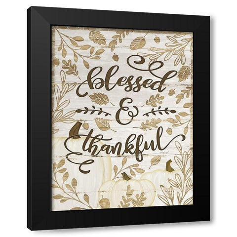 Blessed and Thankful Black Modern Wood Framed Art Print with Double Matting by Pugh, Jennifer