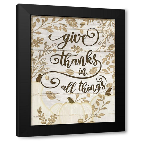 Give Thanks Black Modern Wood Framed Art Print with Double Matting by Pugh, Jennifer