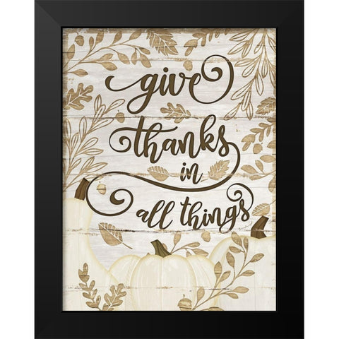 Give Thanks Black Modern Wood Framed Art Print by Pugh, Jennifer