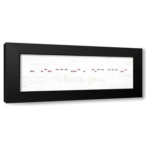 I Love You Morse Code Black Modern Wood Framed Art Print by Pugh, Jennifer