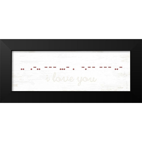 I Love You Morse Code Black Modern Wood Framed Art Print by Pugh, Jennifer