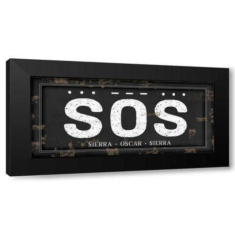 SOS Black Modern Wood Framed Art Print with Double Matting by Pugh, Jennifer