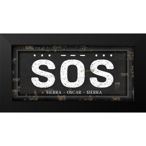 SOS Black Modern Wood Framed Art Print by Pugh, Jennifer