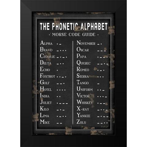 Morse Code Guide Black Modern Wood Framed Art Print by Pugh, Jennifer