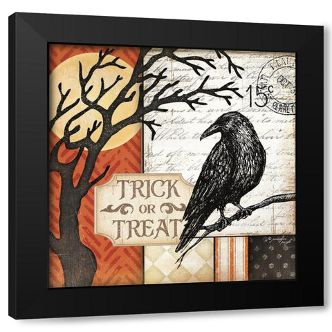 Trick or Treat Black Modern Wood Framed Art Print by Pugh, Jennifer